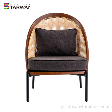Cadeira de vime de lounge moderna móveis de madeira maciça